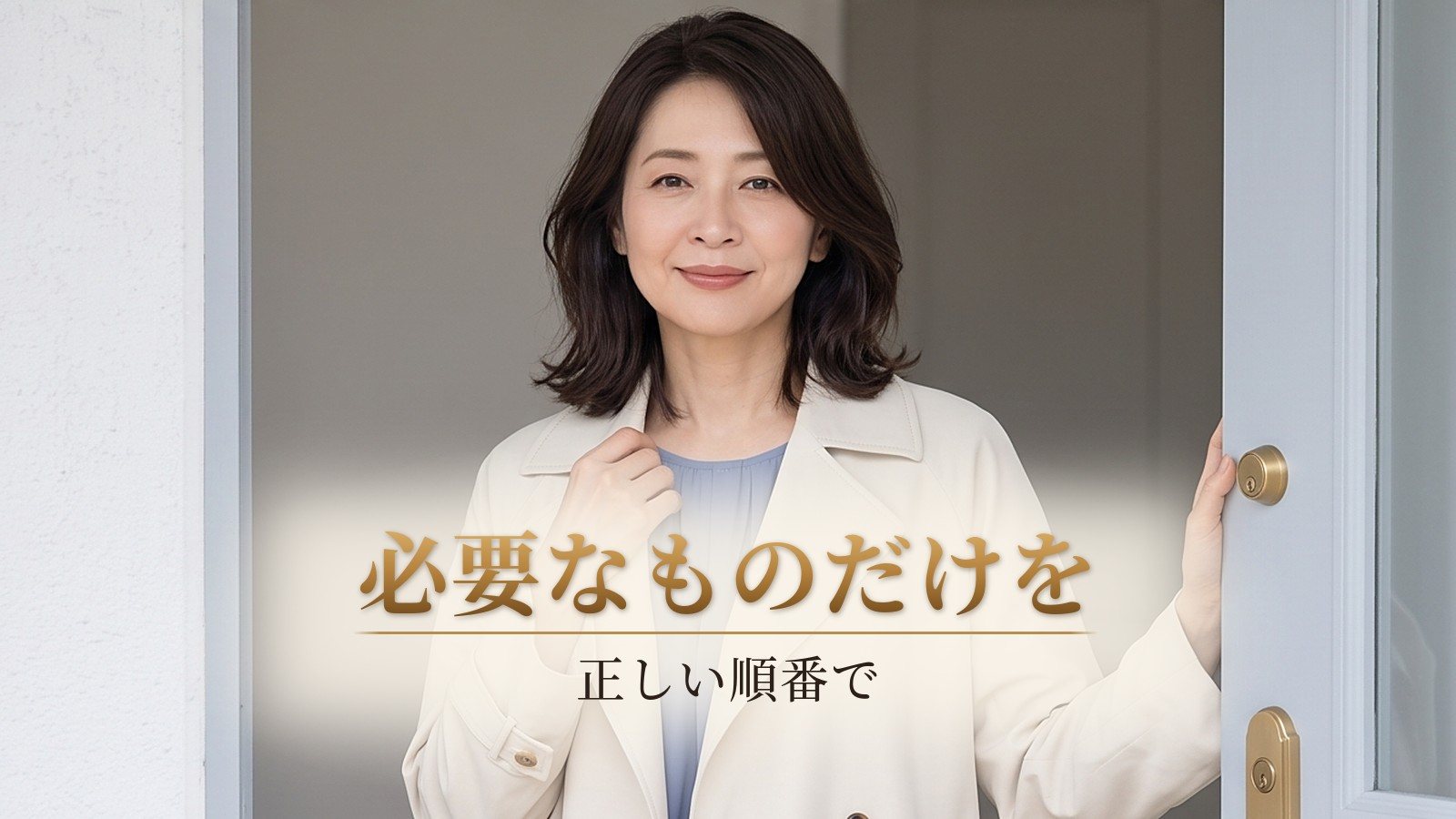 軽やかな髪で外出の準備をする40代女性