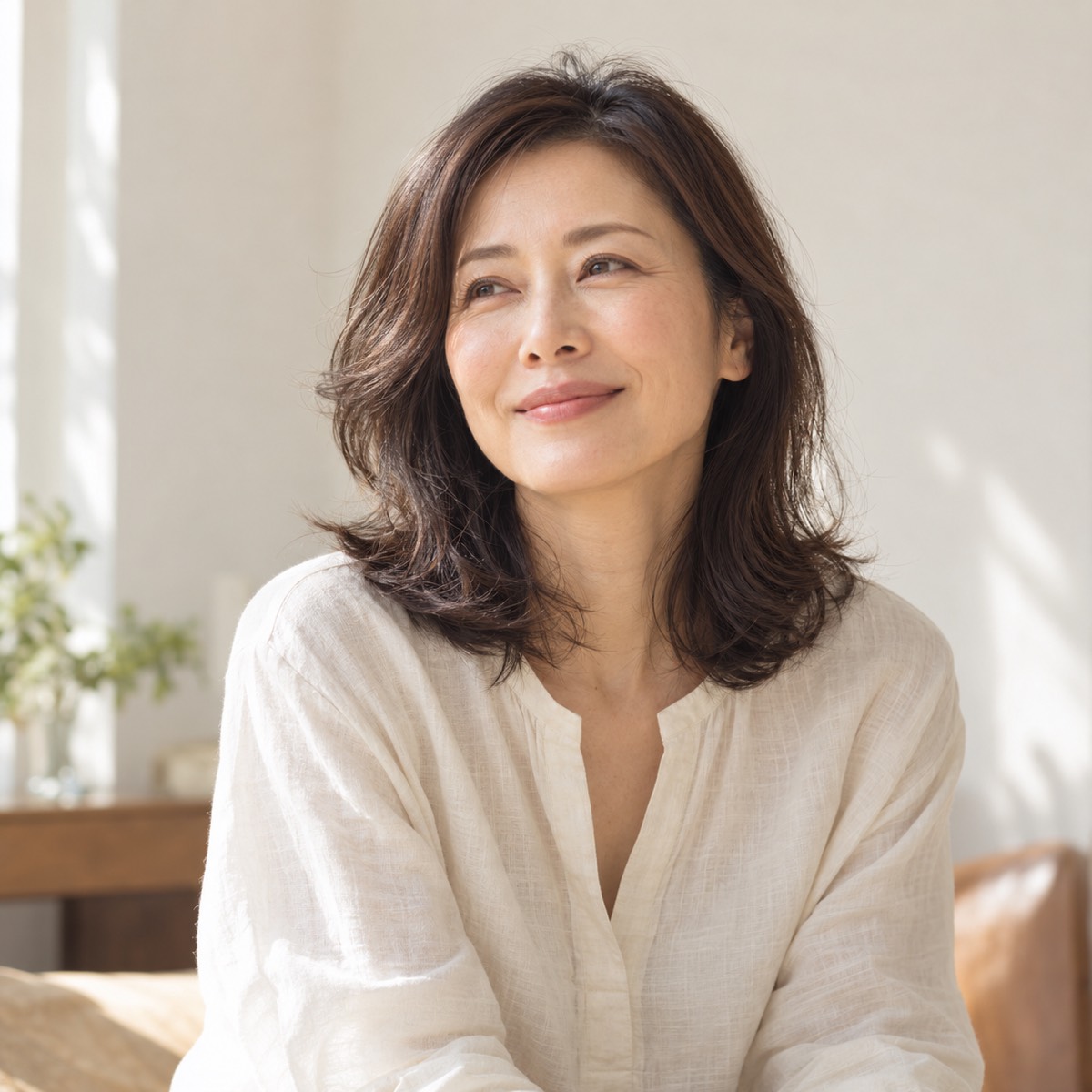 自然な表情の大人女性