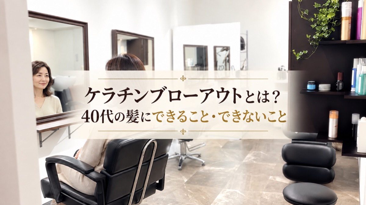 Riourse店内のセット面で鏡に向かって座る大人女性